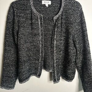 Elle Women's Charcoal and White Cardigan